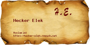 Hecker Elek névjegykártya